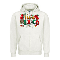 Oatmeal Heather Viva Mexico Cinco De Mayo Zipper Hoodie - texasbilliewilder