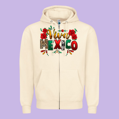 Viva Mexico Cinco De Mayo Zipper Hoodie Designed By Texasbilliewilder