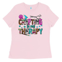 Bubblegum Pink crafting is my therapy Ladies Tee - AdoDesignShop