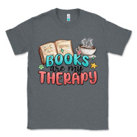 Charcoal Heather books are my therapy Classic Tee - MaliasSmallBusiness