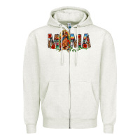 Oatmeal Heather Our Lady of Guadalupe Mama Zipper Hoodie - texasbilliewilder