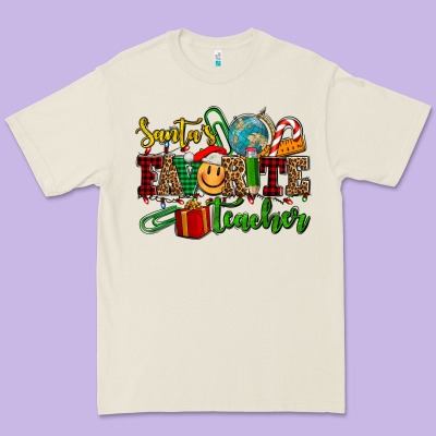 Santa's Favorite Teacher Premium Tee Designed By Adodesignshop