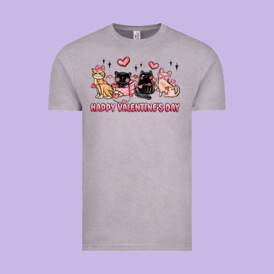 Happy Valentines Day Cats Vintage Tee Designed By Maliassmallbusiness
