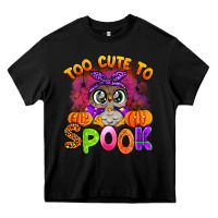 Black too cute to spook with owl Heavy Core Tee - Artiststas