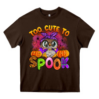 Chocolate Brown too cute to spook with owl Heavy Core Tee - Artiststas
