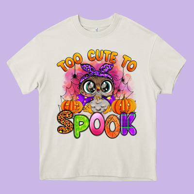 Too Cute To Spook With Owl Heavy Core Tee Designed By Artiststas