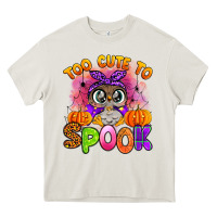 Cream too cute to spook with owl Heavy Core Tee - Artiststas