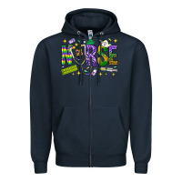 Navy Mardi Gras Nurse Zipper Hoodie - NancyCooperArtShop