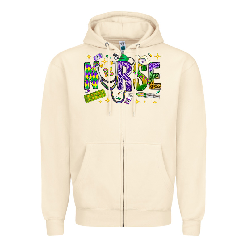 Mardi Gras Nurse Zipper Hoodie by NancyCooperArtShop | Teevron
