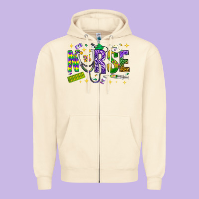 Mardi Gras Nurse Zipper Hoodie Designed By Nancycooperartshop