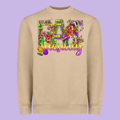 Mardi Gras Fat Tuesday Heavyweight Sweatshirt Designed By Bundleandbundleshop