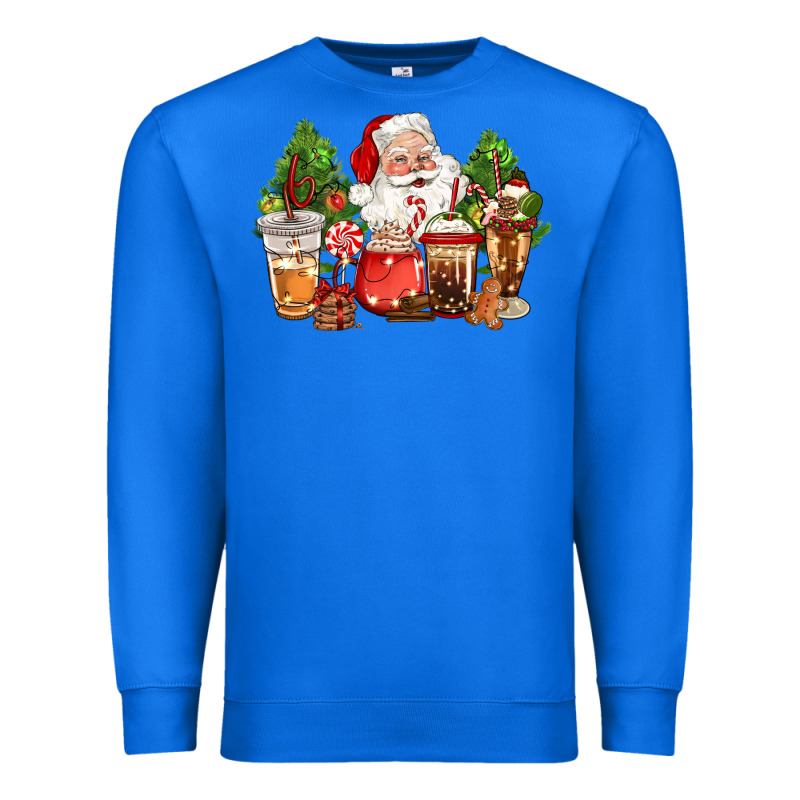 Christmas Santa Coffee Cups Premium Sweatshirt by CowGirlArtShop | Teevron