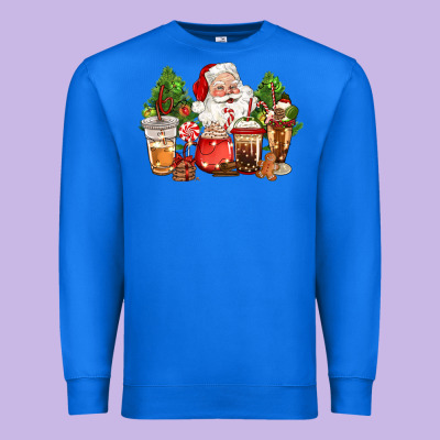 Christmas Santa Coffee Cups Premium Sweatshirt Designed By Cowgirlartshop