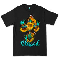 Black cross with butterfly blessed Premium Tee - BundleAndBundleShop