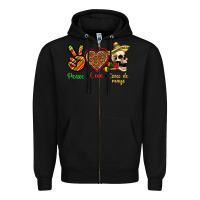 Black Peace Love Cinco De Mayo Zipper Hoodie - texasbilliewilder