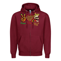 Burgundy Peace Love Cinco De Mayo Zipper Hoodie - texasbilliewilder