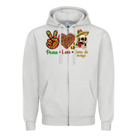 Dove Grey Peace Love Cinco De Mayo Zipper Hoodie - texasbilliewilder