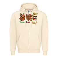 Sandshell Peace Love Cinco De Mayo Zipper Hoodie - texasbilliewilder