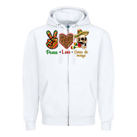 White Peace Love Cinco De Mayo Zipper Hoodie - texasbilliewilder