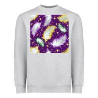 Heather Grey Mardi Gras Feathers seamless pattern Heavyweight Sweatshirt - BundleAndBundleShop