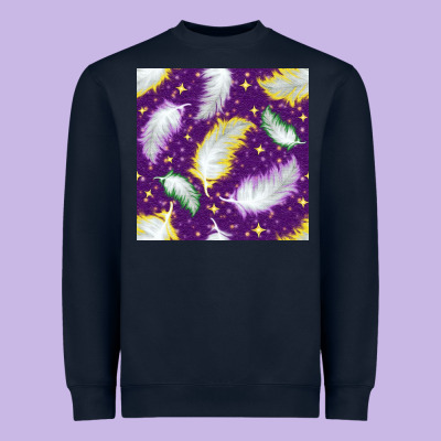 Mardi Gras Feathers Seamless Pattern Heavyweight Sweatshirt Designed By Bundleandbundleshop