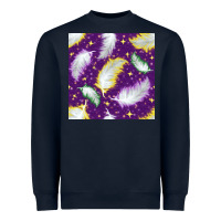 Navy Mardi Gras Feathers seamless pattern Heavyweight Sweatshirt - BundleAndBundleShop