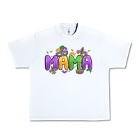 White mardi gras mama Urban Heavy Tee - MaliasSmallBusiness