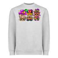 Heather Grey Mardi Gras Gnomies Cakes Flowers And Balloon Heavyweight Sweatshirt - BundleAndBundleShop