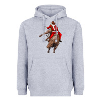 Heather Grey santa riding a bull Heavyweight Hoodie - CowGirlArtShop