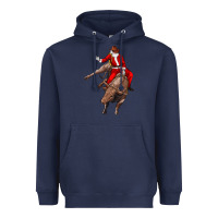 Navy santa riding a bull Heavyweight Hoodie - CowGirlArtShop