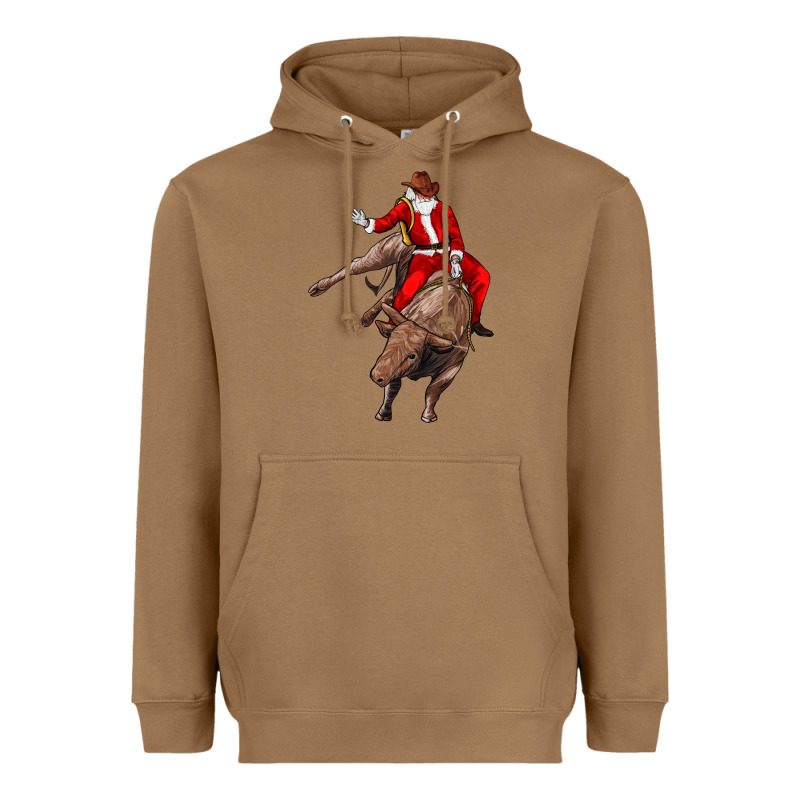 Santa Riding A Bull Heavyweight Hoodie by CowGirlArtShop | Teevron