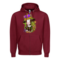 Burgundy Mardi Gras cow Zipper Hoodie - NancyCooperArtShop