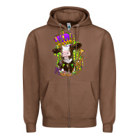 Chestnut Mardi Gras cow Zipper Hoodie - NancyCooperArtShop