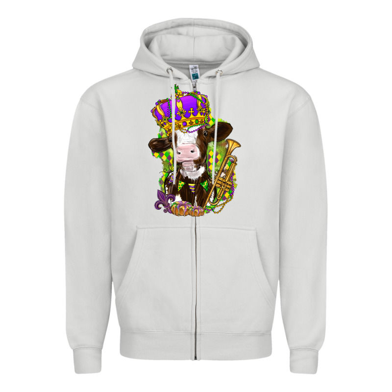 Mardi Gras Cow Zipper Hoodie by NancyCooperArtShop | Teevron