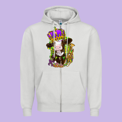 Mardi Gras Cow Zipper Hoodie Designed By Nancycooperartshop