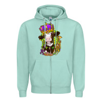 Seafoam Mardi Gras cow Zipper Hoodie - NancyCooperArtShop