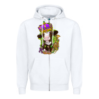 White Mardi Gras cow Zipper Hoodie - NancyCooperArtShop
