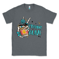 Charcoal Heather staying alive Classic Tee - MaliasSmallBusiness