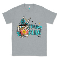 Heather Grey staying alive Classic Tee - MaliasSmallBusiness