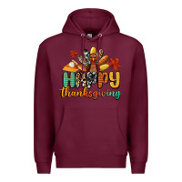 Burgundy happy thanksgiving Premium Hoodie - CowGirlArtShop