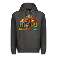 Charcoal Heather happy thanksgiving Premium Hoodie - CowGirlArtShop