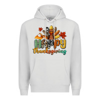 Dove Grey happy thanksgiving Premium Hoodie - CowGirlArtShop