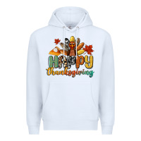 White happy thanksgiving Premium Hoodie - CowGirlArtShop