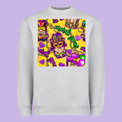 Mardi Gras Gnomies Seamless Pattern Heavyweight Sweatshirt Designed By Bundleandbundleshop