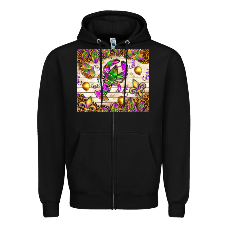 Mardi Gras With Crab Zipper Hoodie by NancyCooperArtShop | Teevron