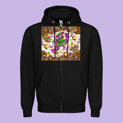 Mardi Gras With Crab Zipper Hoodie Designed By Nancycooperartshop