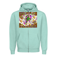 Seafoam Mardi Gras with crab Zipper Hoodie - NancyCooperArtShop