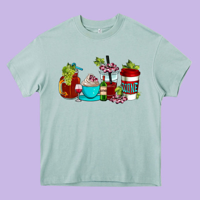 Wine Coffee Cups Heavy Core Tee Designed By Adodesignshop