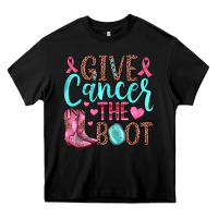 Black give cancer the boot Heavy Core Tee - JahusDesignShop
