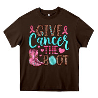 Chocolate Brown give cancer the boot Heavy Core Tee - JahusDesignShop